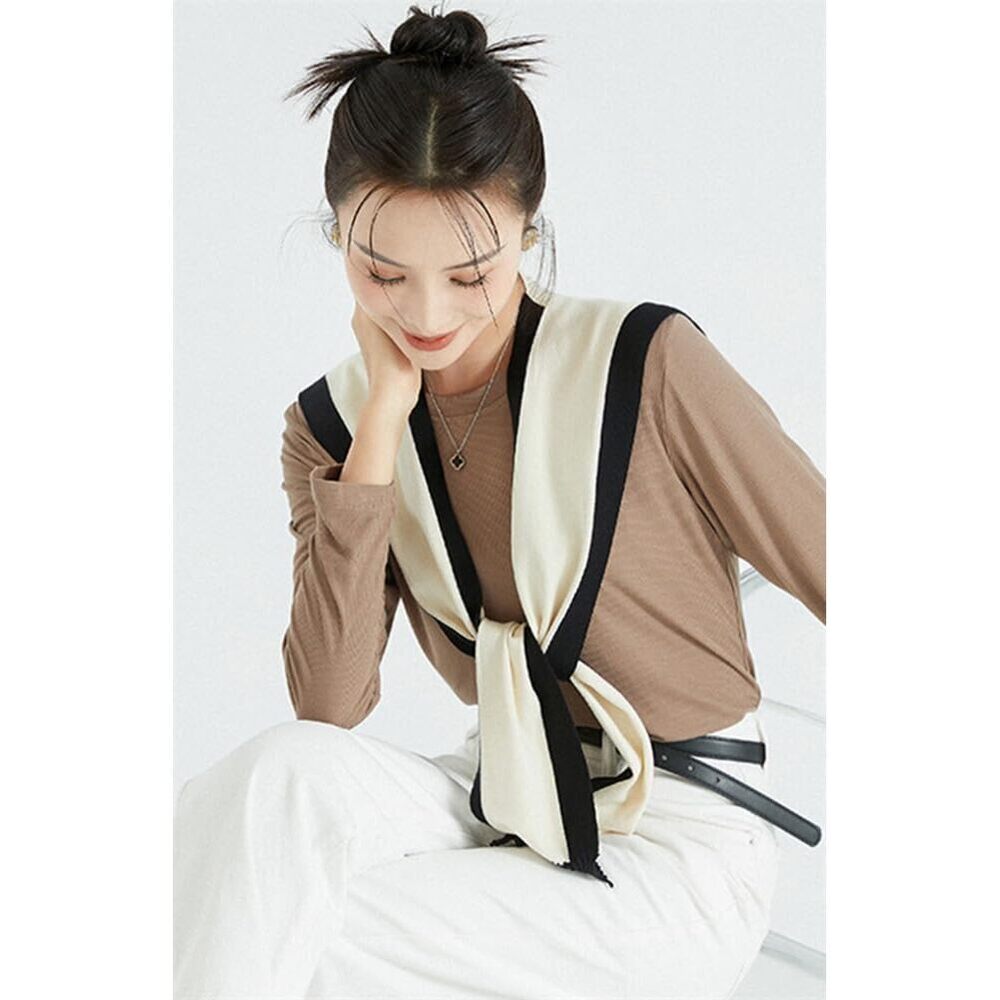 3742 Women Casual Shawl Wraps Knitted Sweater Shawl Knotted Shoulder Tops Soft - Picture 3 of 9